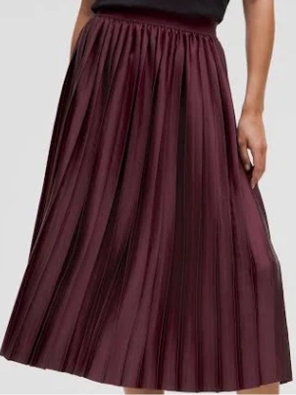 Lululemon Pleated Satin Midi Skirt - garnet